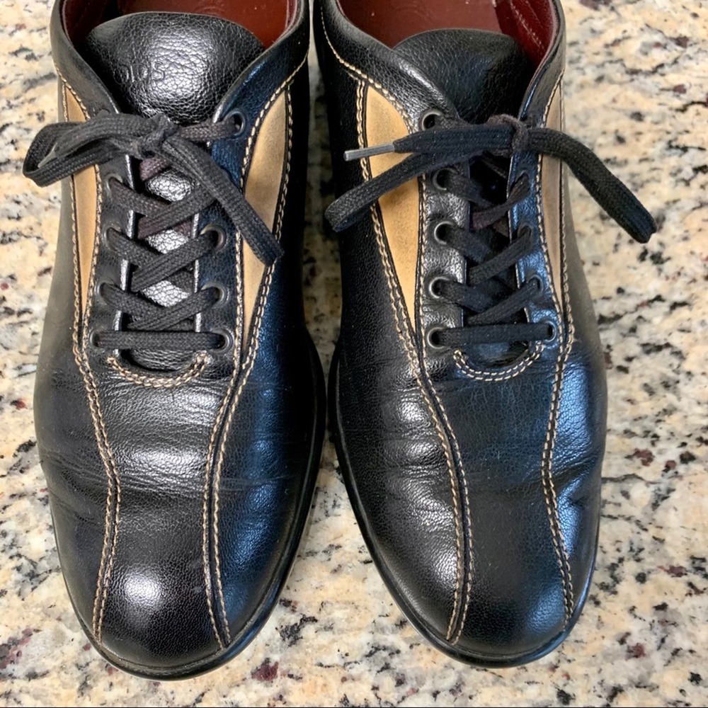 Tod's Leather & Suede Lace Up Bowling Sneakers in Black Size 38 - Picture 2 of 13